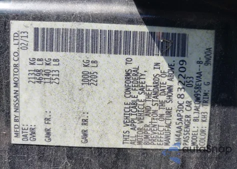 2013 Nissan Maxima 3.5 S из США, поврежденный, VIN 1N4AA5AP3DC832209